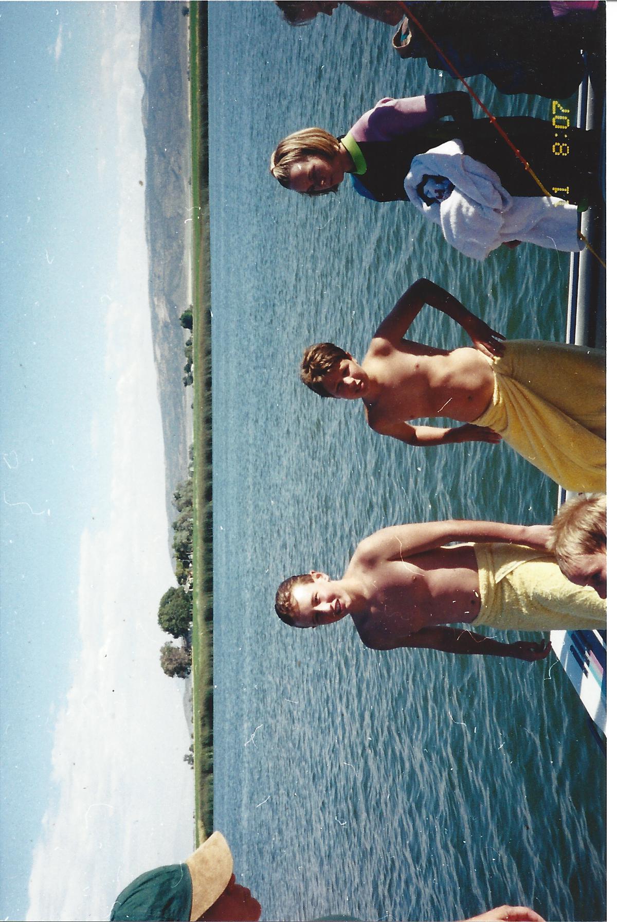 Bentley and Parker at a Utah reservoir, 2001